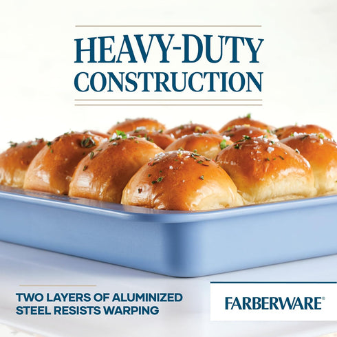 Farberware Easy Solutions Nonstick Bakeware Square Cake/Cookie Pan, 9 Inch with Portion Marks