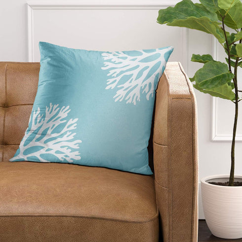 Emvency Throw Pillow Cover Hue Sea Coral Silhouettes, 20 x 20 Inch Coastal Beach Decorative Pillow Case