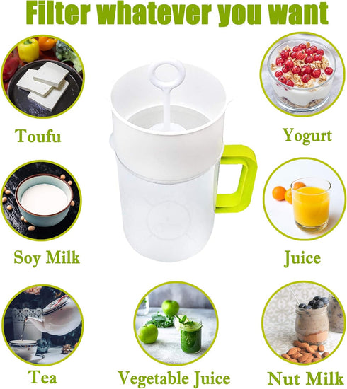 HOCTRAKA 200 1.5-Quart Multiple Usage Food Strainer Greek Yogurt Strainer Maker with Micron Nylon Cheesecloth Bag Food