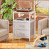 Simple Trending Side End Table with Charging Station, Tall Nightstand Bedside Table with Fabric Drawers for Living