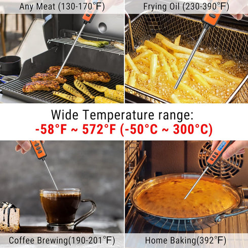 ThermoPro TP01A Digital Meat Thermometer for Cooking, Instant Read with Super Long Probe, Backlit, Lock Function