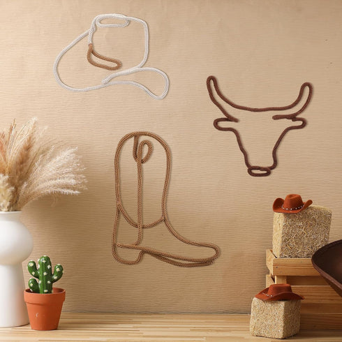RattanView 3 3 Pcs Western Wall Decor Boho Cowboy Nursery Decor Cowboy Boots Hat Classroom Decorations Howdy Sign Size