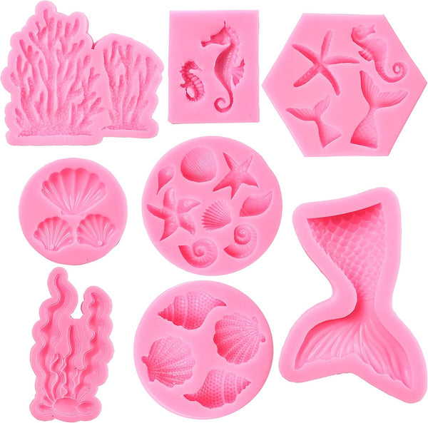 Mermaid Theme Cake Mold, Silicone Mold for Cupcake Toppers, Candy, Chocolate, Fondant, Crafting Projects