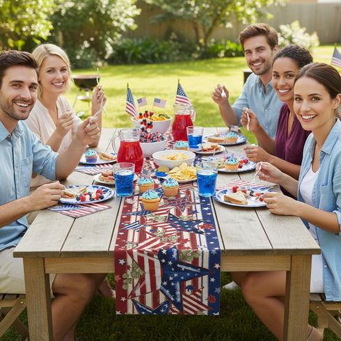 4th Party(71 13 Inch) of July Table Runner, America Patriotic Memorial Day Table Runner Decorations, Independence Day