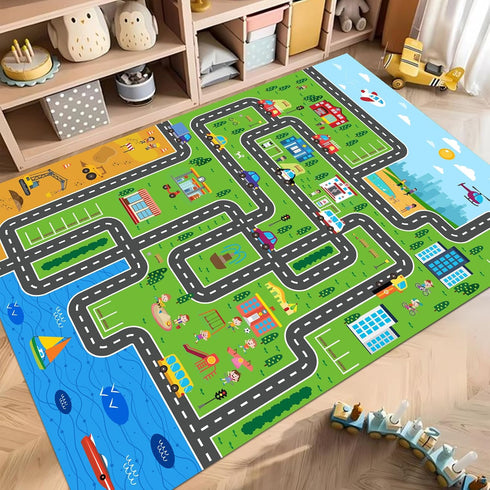 Kids Car Playmat, Kids Rug for Playroom Car Mat Town City Road
