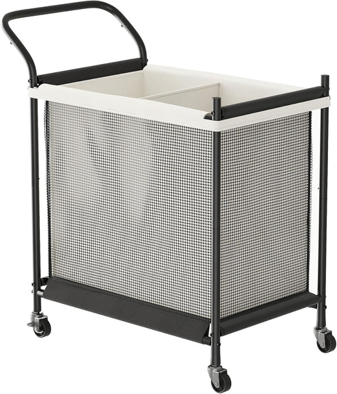 2 120L, Laundry Hamper with Wheels - Section Laundry Basket Removable Washable Bags, Height-Fitted Rolling Laundry Cart