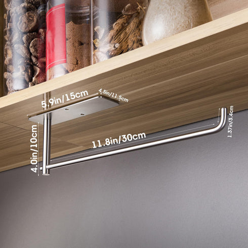 SUNTECH Paper Towel Holder Under Cabinet - Self Adhesive Wall Mount for Kitchen & Bathroom, Stainless Steel Organizer