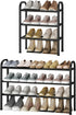 STO STO Expandable Shoe Rack, 3-Tier Metal Small Shoe Rack for Closet,