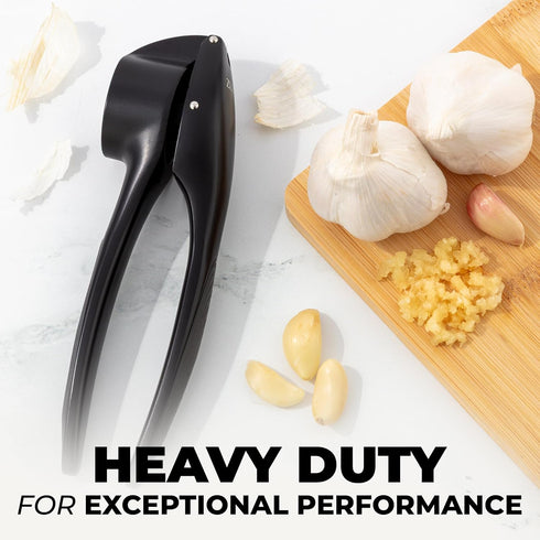 Set Zulay Kitchen Large Premium Garlic Press Rust Proof & Dishwasher Safe, Bigger Bowl Garlic Mincer Tool with Silicone
