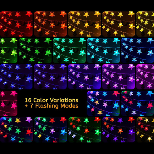 23 50 16 7 Minetom Color Changing Star String Lights - ft LED Ramadan Decorations Star Fairy Lights with Remote