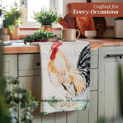 100% Cotton Kitchen Towel Campagne Maison d' Hermine, Set of 2, Super Soft, Quick Drying