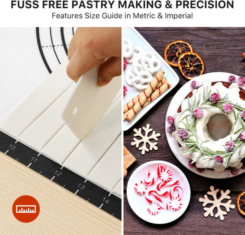 Silicone Baking Mat, 26" x 16" Non-slip Pastry Mat with Measurement for Cookies, Macarons, and Bread
