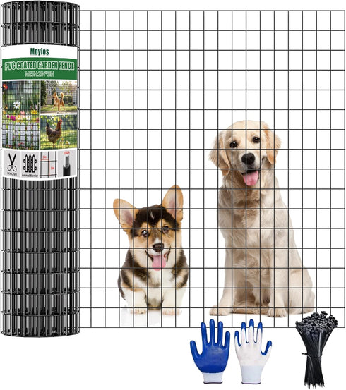 PVC Coated Welded Wire Mesh Fence, 24 in x 50 ft, 2x3