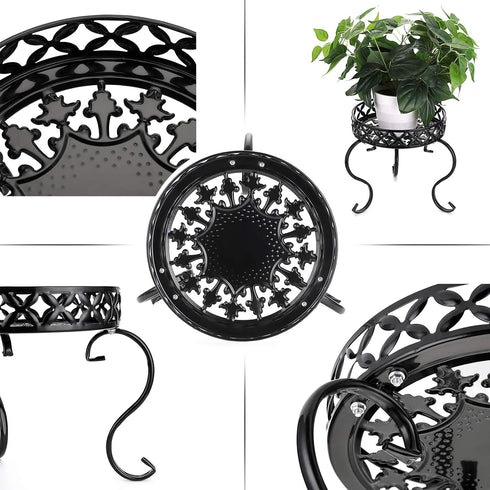 OwnMy Metal Round Plant Stand Indoor Outdoor Iron Flower Pot Holder, Heavy Duty Plant Stand Display Potted Rack