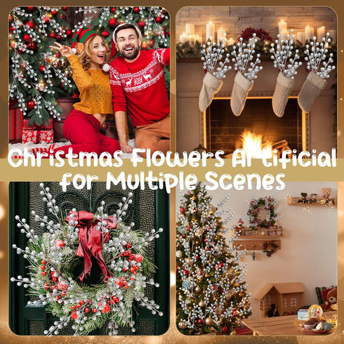 12 16 Inches Norme Pcs Glitter Silver Picks for Christmas Tree Decoration Silver Christmas Tree Ornaments DIY Xmas