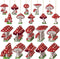 Patelai 30 Pcs Red Mushroom Ornaments for Tree Mushroom Wooden Ornaments Hanging