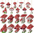 Patelai 30 Pcs Red Mushroom Ornaments for Tree Mushroom Wooden Ornaments Hanging