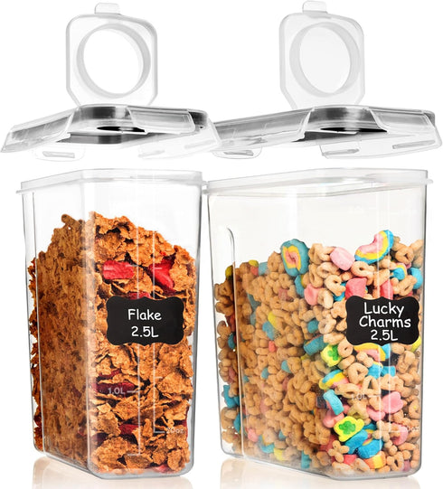 Shazo 2 Pack (15.4 Oz Cereal Capacity) Small Airtight Cereal Containers Storage