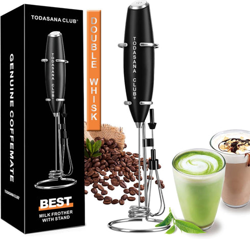 2024 Milk Frother Wand - Best Double Whisk Handheld Mixer for Coffee, Cappuccino, Frappe, Matcha & More