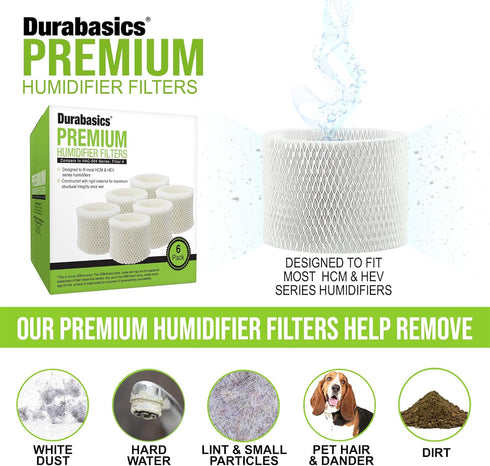 Durabasics 6 Pack Humidifier Replacement Filter for Honeywell HAC-504, HAC-504AW & Filter A, HCM 350