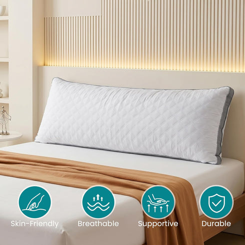 21"x54" Oubonun Premium Adjustable Loft Quilted Body Pillows - Firm and Fluffy - Quality Plush - Down Alternative