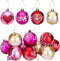12 Pieces Valentine's Day Hanging Ball Ornaments, Heart Glitter Balls for Party and Wedding Decorations