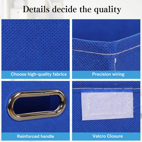 STOREONE 3 Pcs Fabric Storage Cube Bins, Foldable Organizer Container with Lids and Metal Handles for Home
