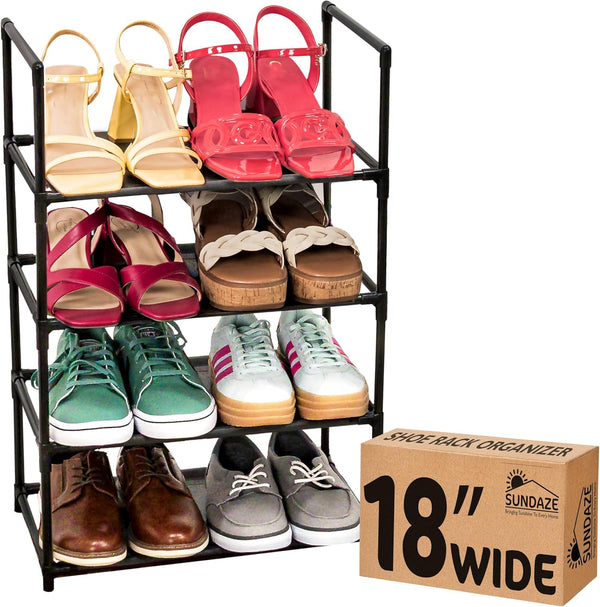 Sundaze Shoe Rack - 4 Tier Shoe Rack for Closet, Sturdy Stackable
