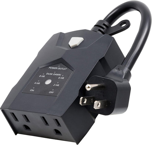 UltraPro Outdoor Dusk to Dawn Outlet Timer with Countdown, Dual Outlet Light