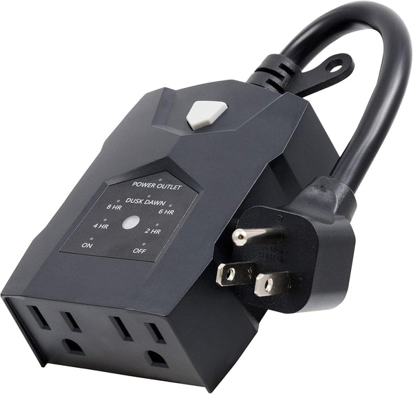UltraPro Outdoor Dusk to Dawn Outlet Timer with Countdown, Dual Outlet Light