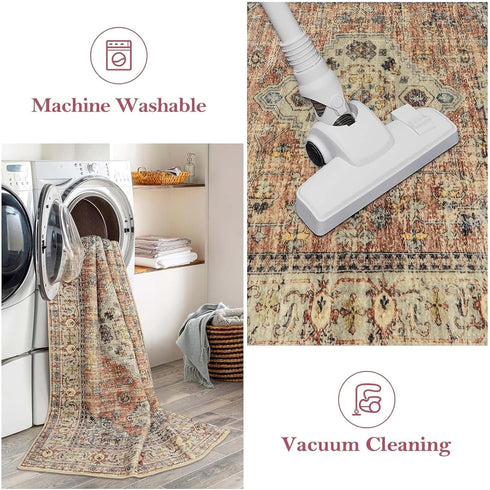 2x3 Lahome Oriental Door Mat Indoor Entrance, Washable Fall Indoor Rugs for Entryway Soft Small Kitchen Rugs Non Slip