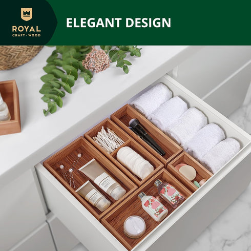 ROYAL CRAFT WOOD Luxury Bamboo Jewelry Storage Chest, Multi-Use Wooden Treasure Chest Set (5 Boxes) for Home