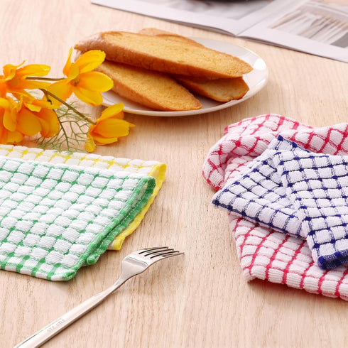 12 Pack Sets, 16 25 Inch 12 12 Inch Kitinjoy Cotton Kitchen Towels and Dishcloths x & X Dish Towels Bulk, Super Soft