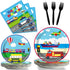 gisgfim 96 Pcs Transportation Plates and Napkins Party Supplies Car Tableware Set