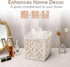 Tissue Box Cover Square Woven Macrame, Boho Decor Tissues Holder with Bead Buckle for Home, Bathroom, Office