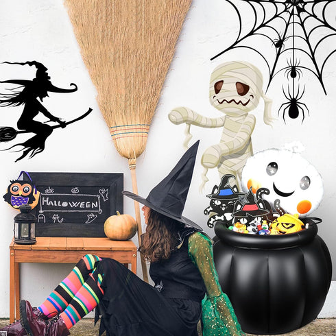Halloween Inflatable Cooler, 22x18 Inch Witch Cauldron Kettle, Large Ice Bucket for Halloween Parties and Travel