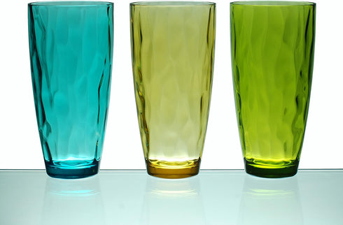 QG 23 fl oz BPA Free Acrylic Plastic Iced Tea Cup Glass Tumbler Set of 6, Assorted Colors, DF131