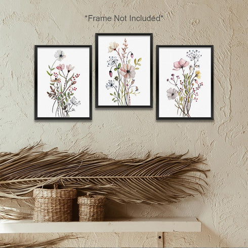 Gubrandin 3PCS (8x10 inchUnframed), Wildflower Nursery Decor Boho Nursery Wall Art Prints Artwork Paintings for Home