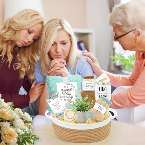 Package Sympathy Gift Baskets for Loss of Loved One, Bereavement Care for Women, Condolence Gift for Mom, Dad, Husband