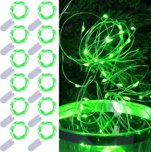 WATERGLIDE 12 Pack St. Patricks Day Fairy Lights Battery Operated (Included), 7