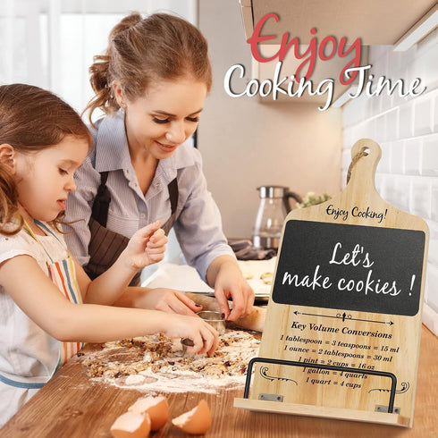 Cookbook Stand with Chalkboard Eraser, Unique Gifts for Women, Recipe Book Stand for Kitchen Counter