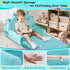 Cozy Dinosaur Kids Sofa Bed with Removable Washable Cover & Magic-Tape Backrest Foldable Toddler Chair, Crystal Velvet