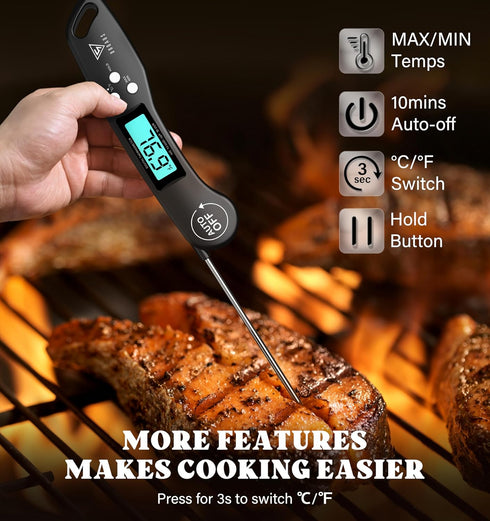 DOQAUS Digital Meat Thermometer - 2 Pack Instant Read Food Thermometer for Cooking, Kitchen Probe with Backlit