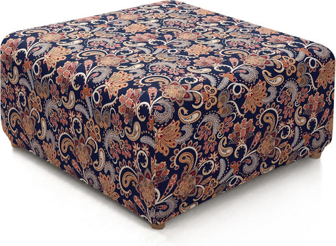 YISUN Ottoman Cover Square, Stretch Printed Ottoman Slipcover Square, Thick Storage Ottoman