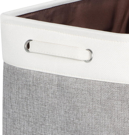 Kntiwiwo Large Fabric Foldable Storage Bin 17" x 11.8" x 9.8", Set of 3, Grey Storage Baskets with Handle