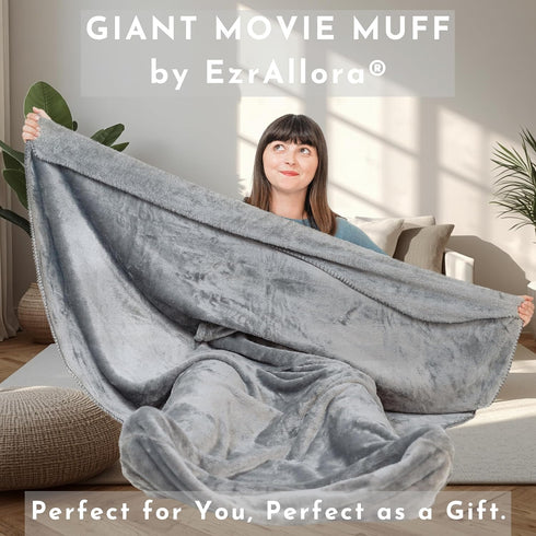 EzrAllora Giant Plush Fleece Lightweight Foot Pocket Blanket -Patent Pending- Premium Gifts for Men Who Wants Nothing