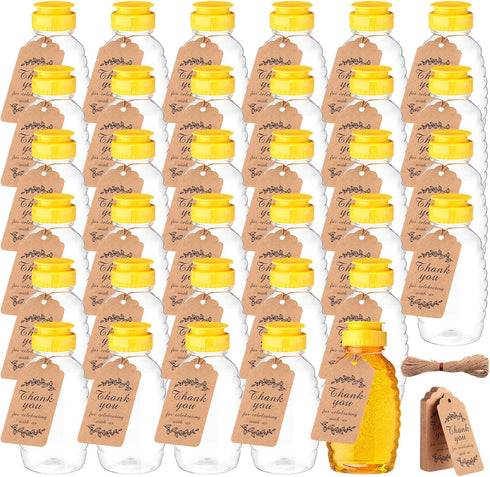 Sliner 36 Set 16 oz Clear Honey Squeeze Bottle Plastic Honey Jars