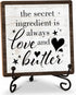 Kitchen Shelf Decor Wood Sign, The Secret Ingredient Is Always Love and Butter, 5x5IN, Set of 1