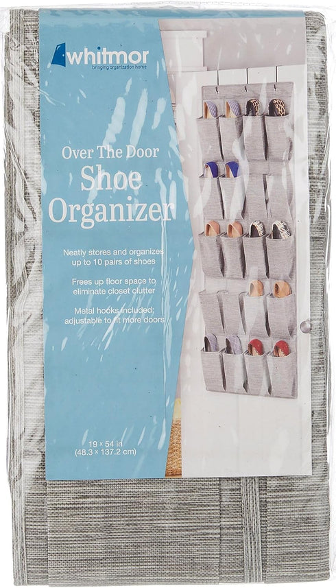 Whitmor Over The Door Shoe Organizer, 20 Section, Space-Dyed Grey