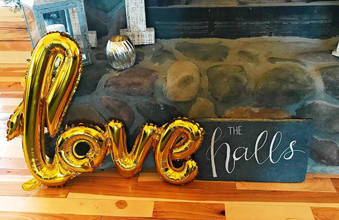 Large Gold Foil LOVE Balloons Banner, 42 Inch Mylar Foil Letters for Wedding, Bridal Shower, Anniversary Decorations